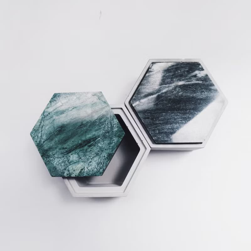 THE ROCK 雲岩 | 六角大理石蓋水泥收納盒・置物盒・零錢盒
