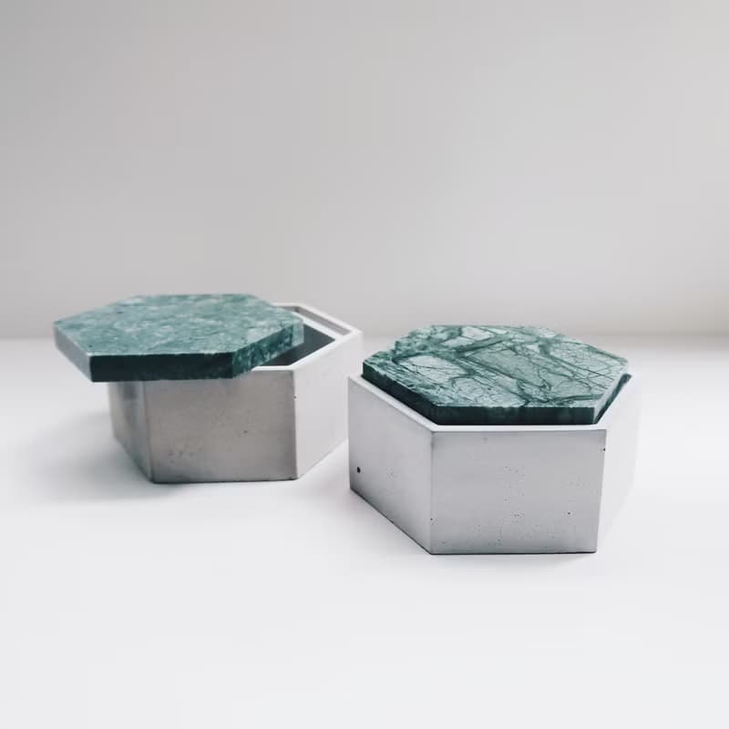 THE ROCK 雲岩 | 六角大理石蓋水泥收納盒・置物盒・零錢盒