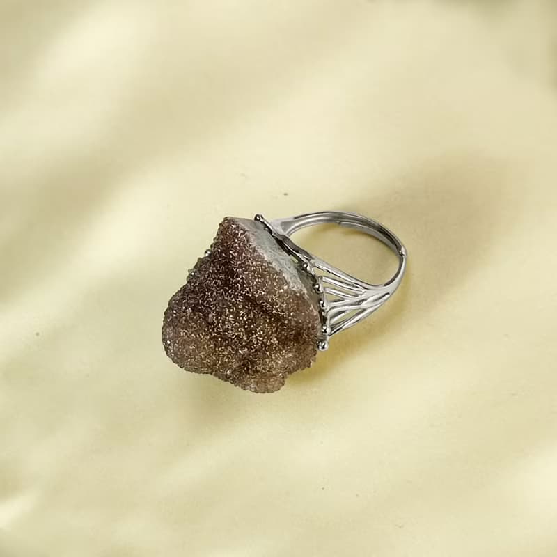 橄欖綠瑪瑙活口戒指 隨形原石標本 異象元寶星光手工指環 S925銀