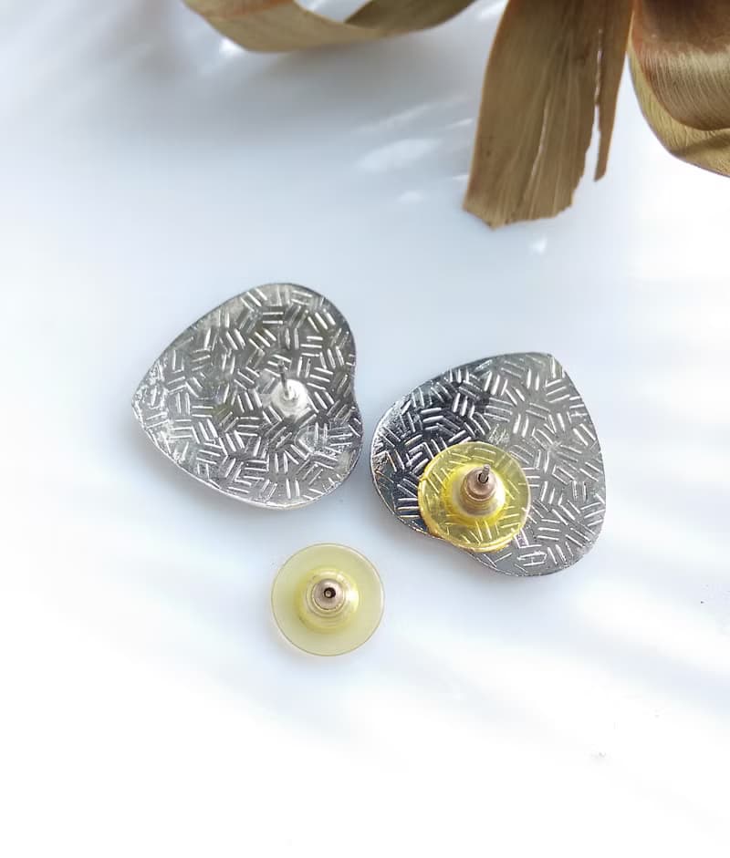 【西洋古董飾品 】景泰藍 湖水藍 愛心條紋 百合花卉 針式耳環