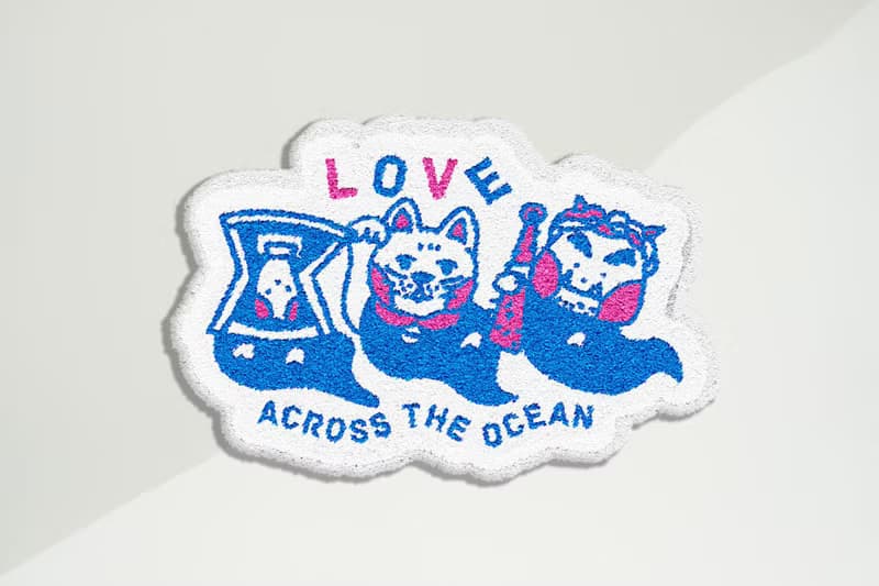 原創插畫 飄洋過海 守護幽靈 絨毛地毯 招財貓 桃太郎鬼 地墊