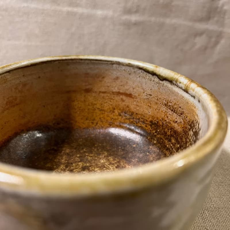 純手捏柴燒絞泥茶碗  / 小平凡手作
