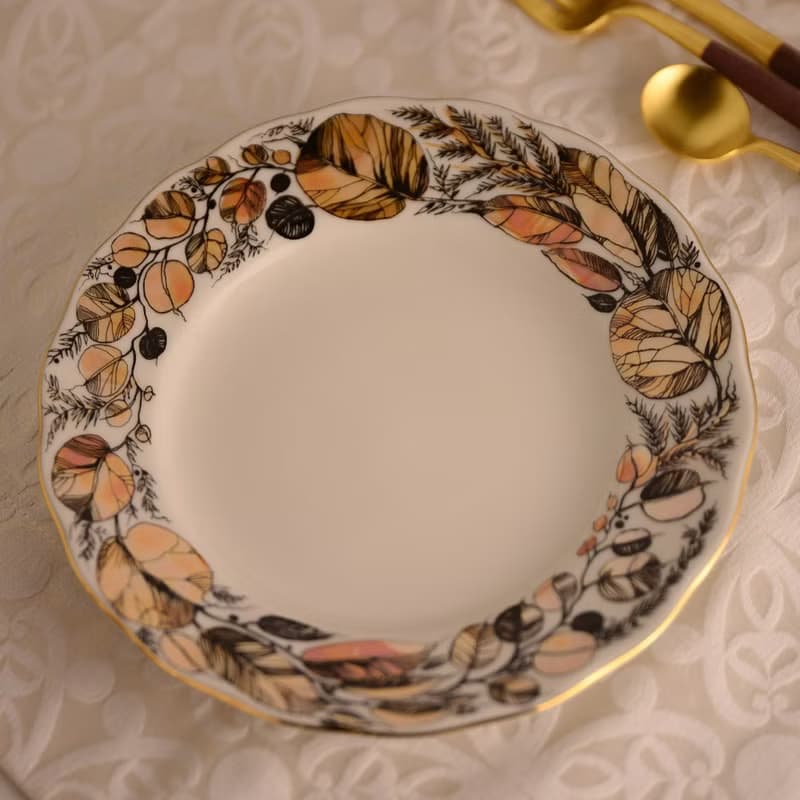 夕陽花園-22K金手工三件式杯盤禮組