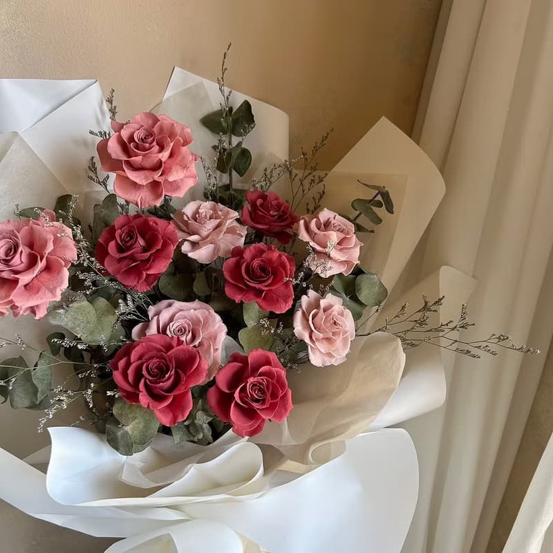 【遇見恆久】深情承諾11朵永生玫瑰大花束 限自取