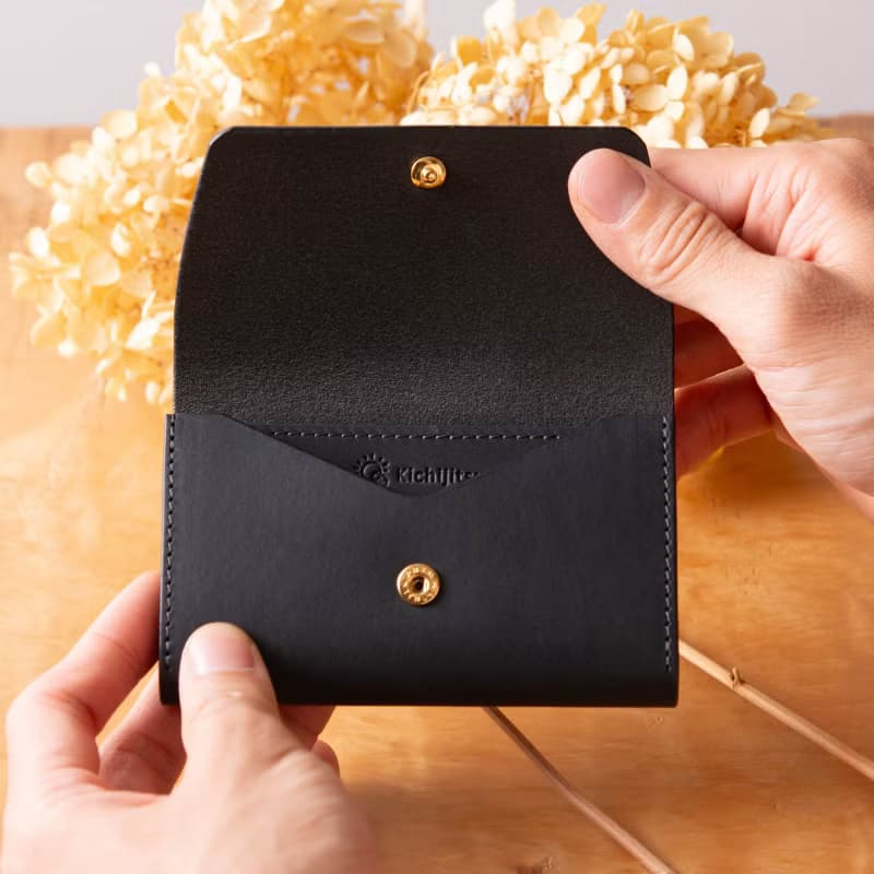 シンプルなマチつきカードケース 名刺入れ　Patan-card マチつき #Navy【入学祝】【就職祝】【カスタム可能なギフト】