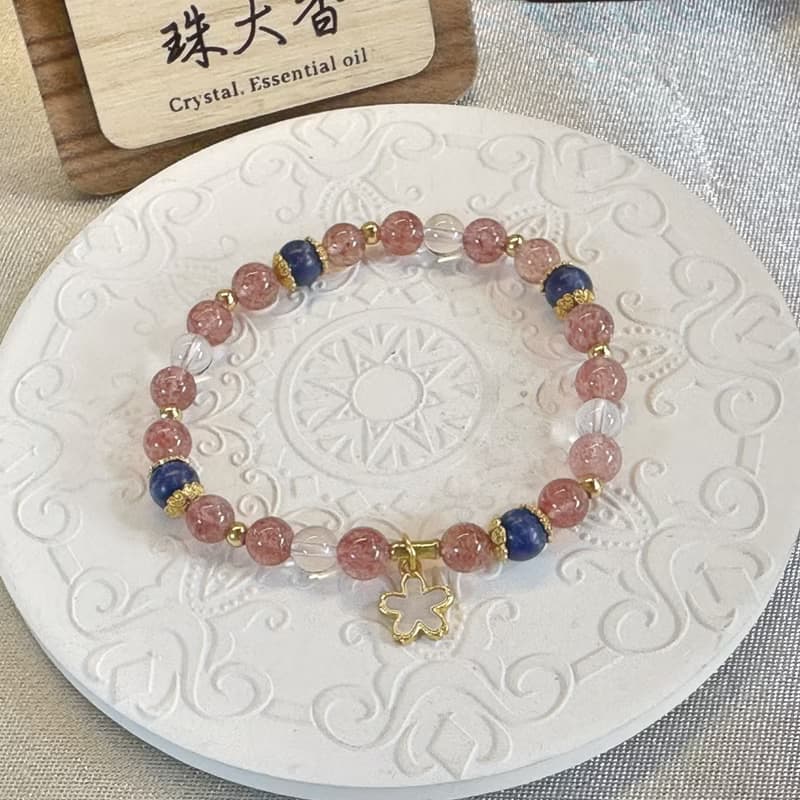 花夢之歌 草莓晶・蘇打石・白水晶手鍊 雙魚座星座設計