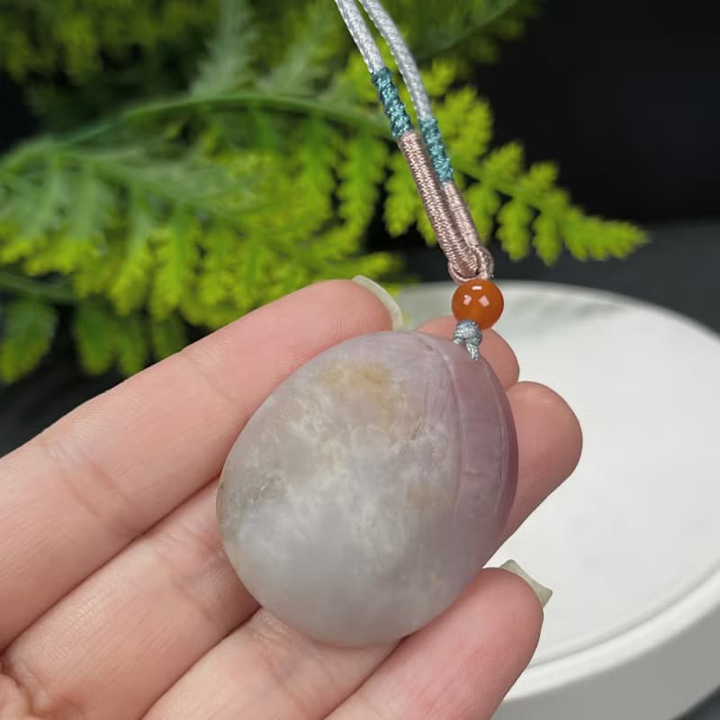 高品質鹽源瑪瑙吊墜項錬粉紫綠啞光手雕魚戲荷花富貴吉祥連年有余