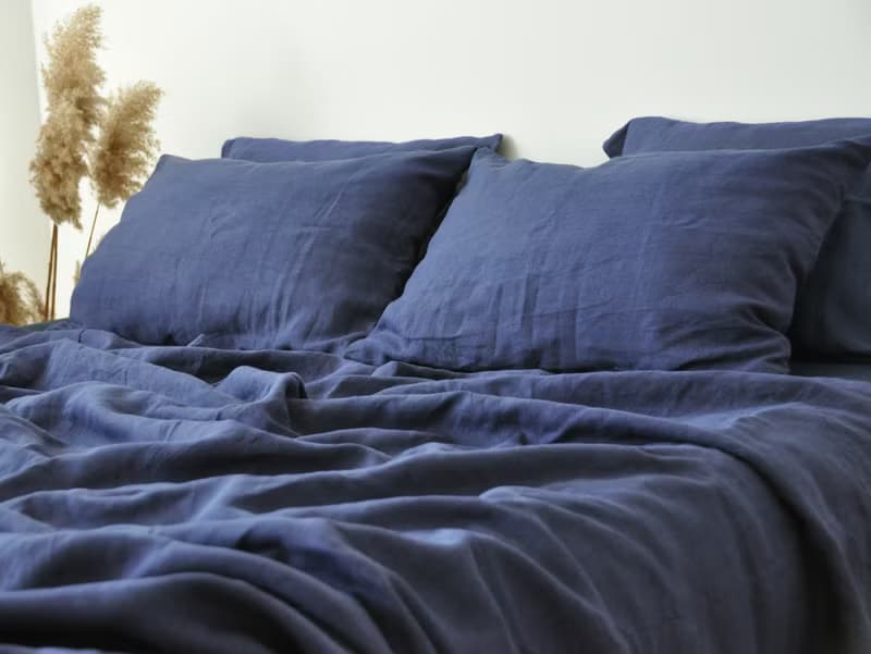 Indigo linen flat sheet / Linen bedsheet / Softened stonewashed linen sheet