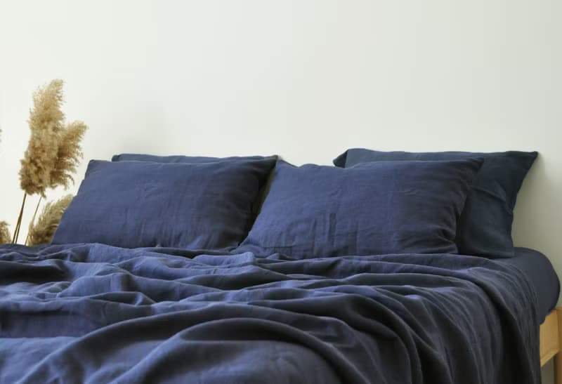 Indigo linen flat sheet / Linen bedsheet / Softened stonewashed linen sheet