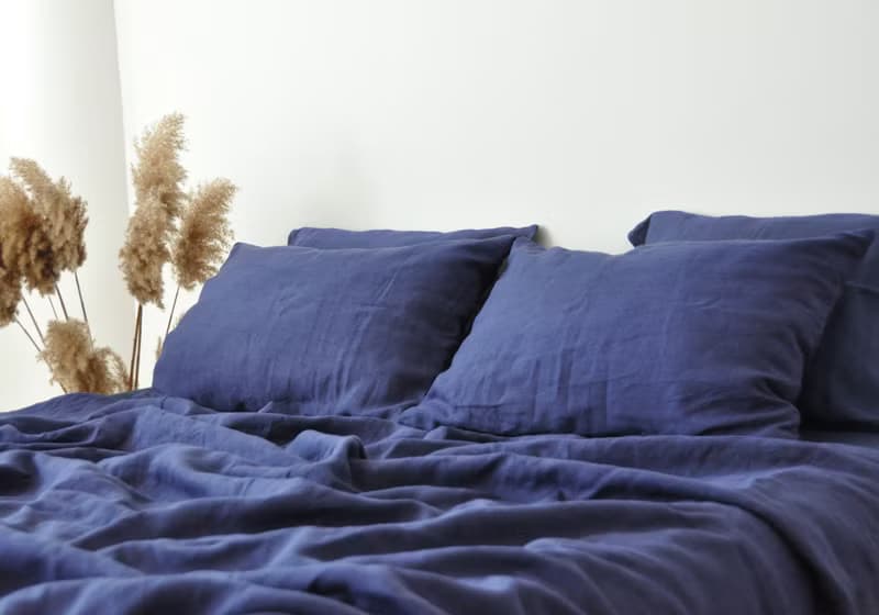Indigo linen flat sheet / Linen bedsheet / Softened stonewashed linen sheet