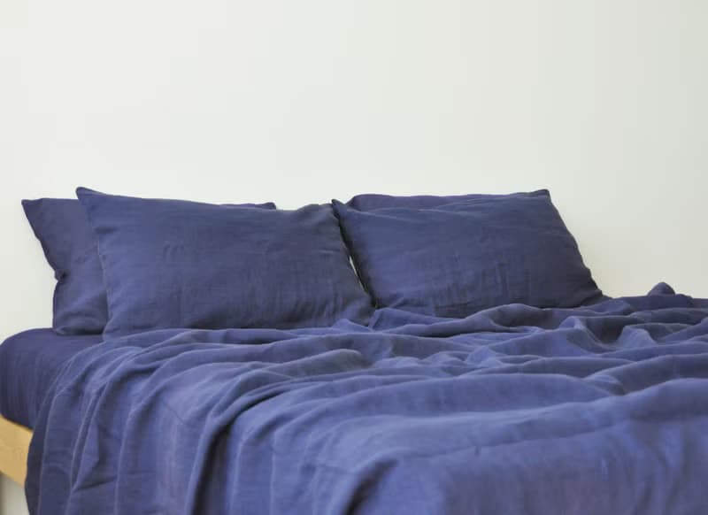 Indigo linen flat sheet / Linen bedsheet / Softened stonewashed linen sheet
