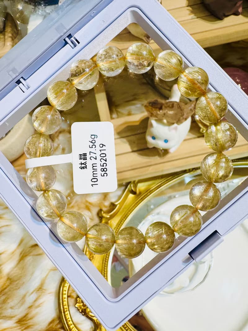 天然輕透細絲髮晶鈦晶10mm27.56g主事業避邪招財旺陽氣自信心