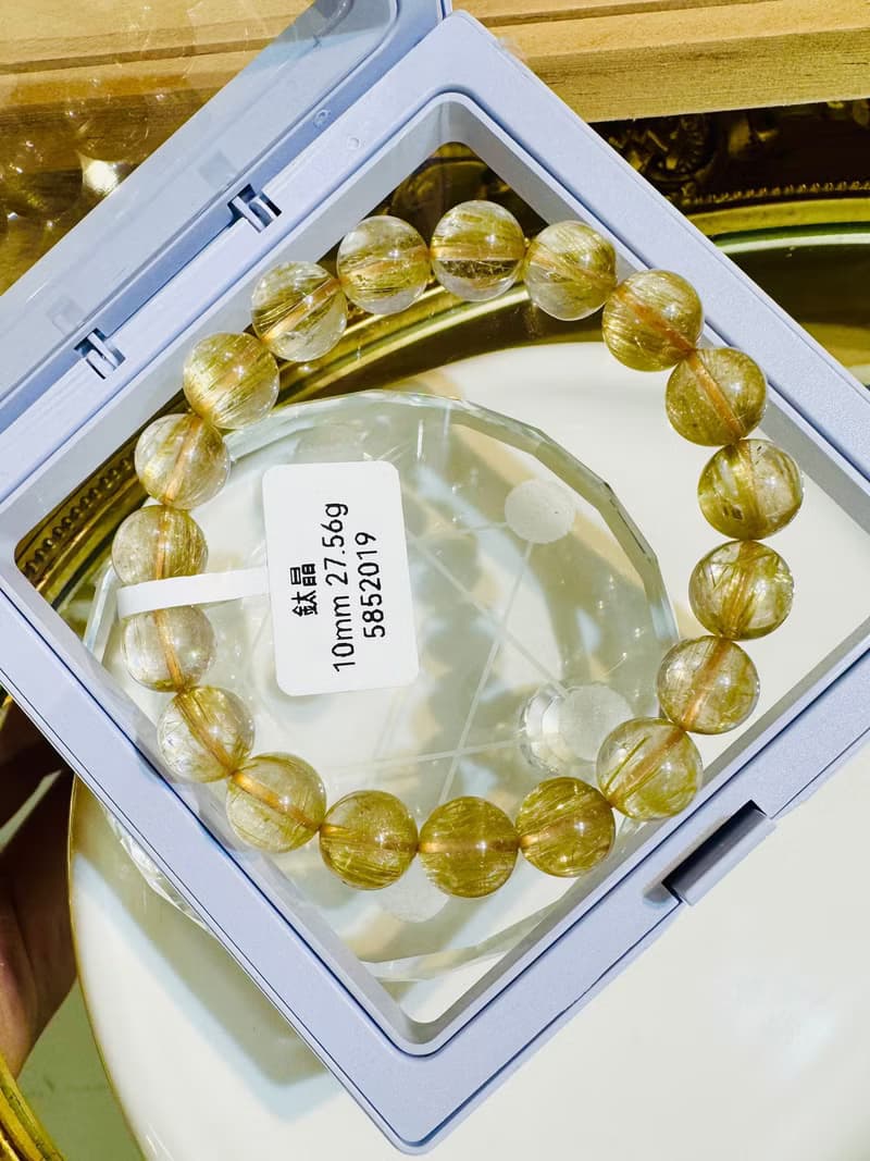 天然輕透細絲髮晶鈦晶10mm27.56g主事業避邪招財旺陽氣自信心