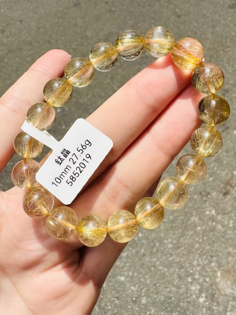 天然輕透細絲髮晶鈦晶10mm27.56g主事業避邪招財旺陽氣自信心
