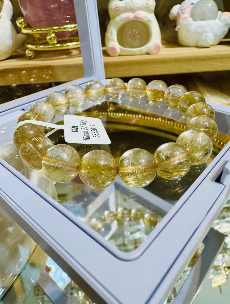 天然輕透細絲髮晶鈦晶10mm27.56g主事業避邪招財旺陽氣自信心