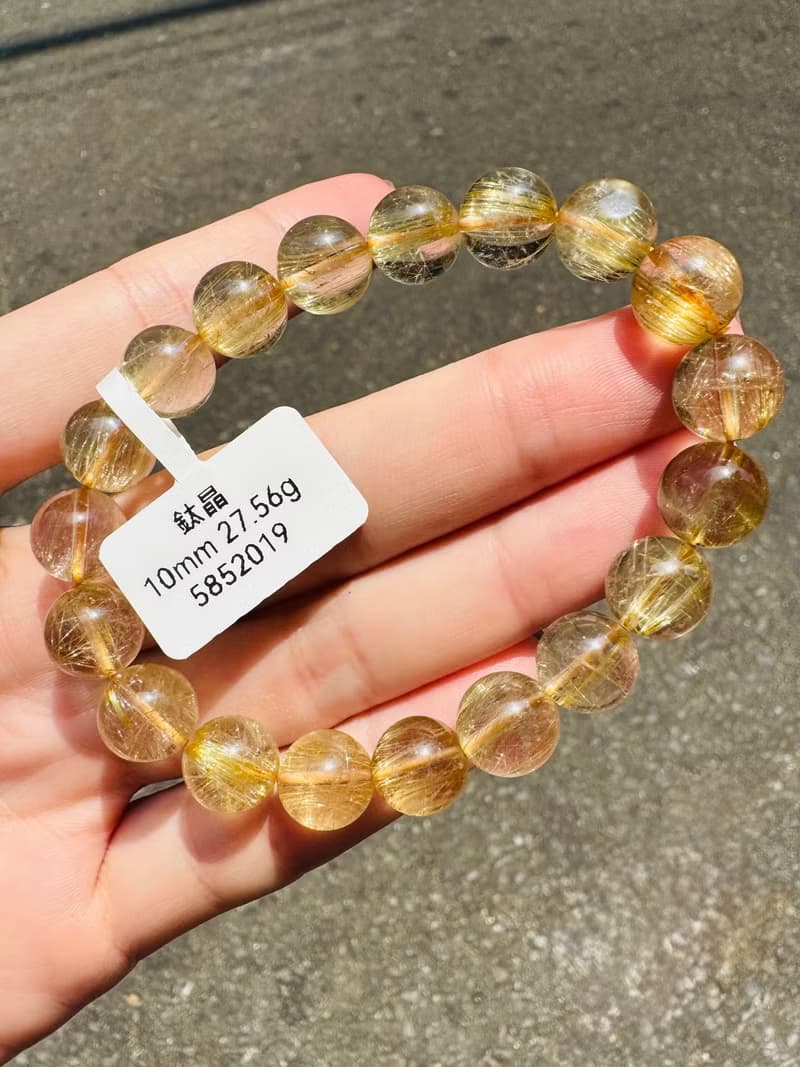 天然輕透細絲髮晶鈦晶10mm27.56g主事業避邪招財旺陽氣自信心