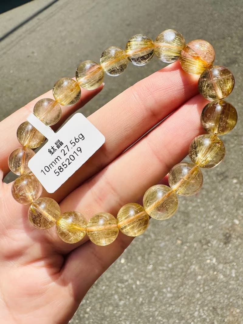 天然輕透細絲髮晶鈦晶10mm27.56g主事業避邪招財旺陽氣自信心