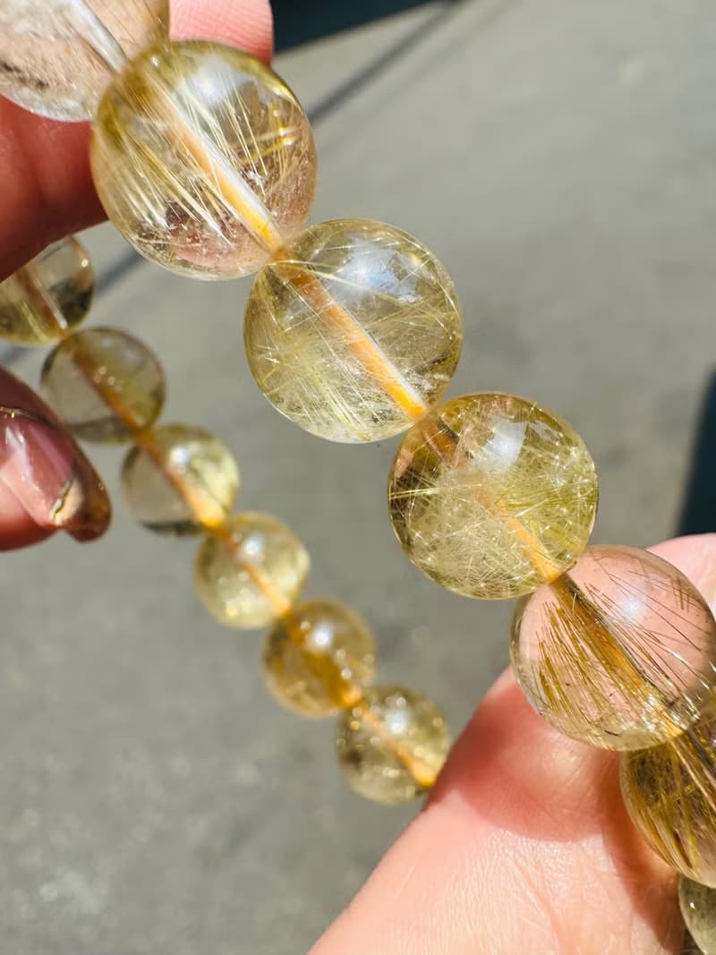 天然輕透細絲髮晶鈦晶10mm27.56g主事業避邪招財旺陽氣自信心