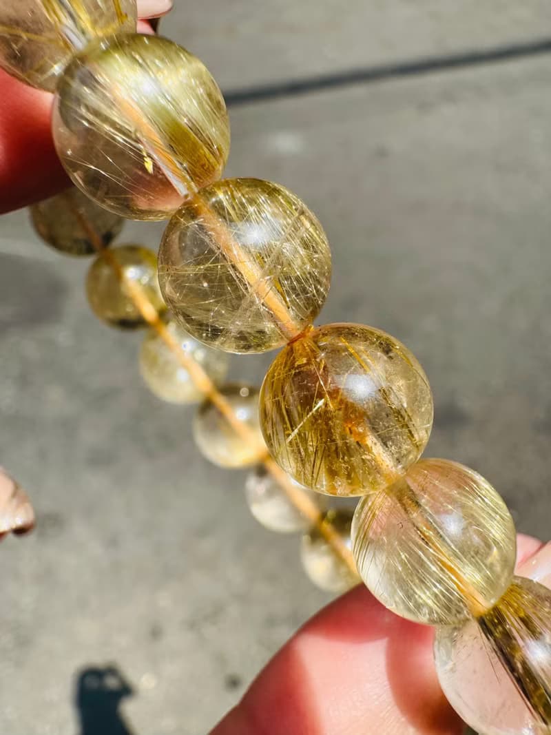 天然輕透細絲髮晶鈦晶10mm27.56g主事業避邪招財旺陽氣自信心