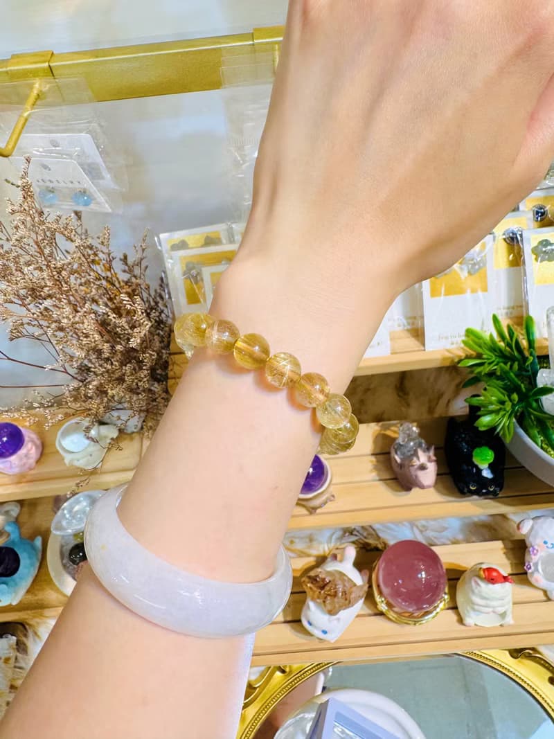 天然輕透細絲髮晶鈦晶10mm27.56g主事業避邪招財旺陽氣自信心