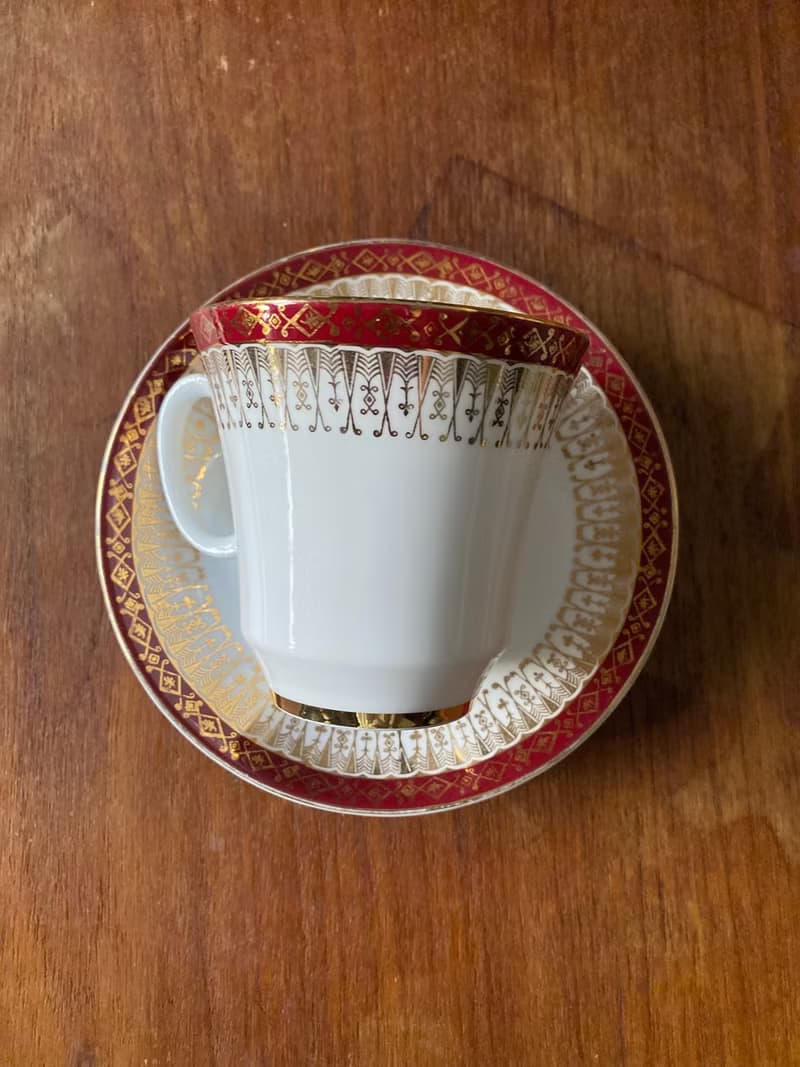 紅金鑲邊骨瓷下午茶杯組英國製