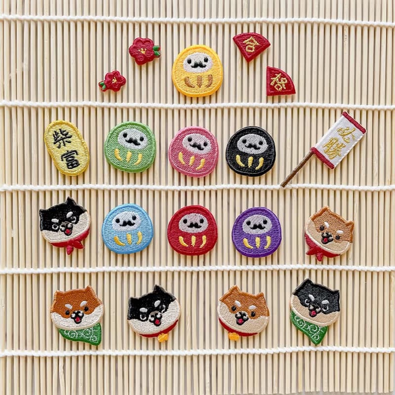 【祈願特輯】柴犬 達摩 燙貼|刺繡貼紙|行李箱貼紙