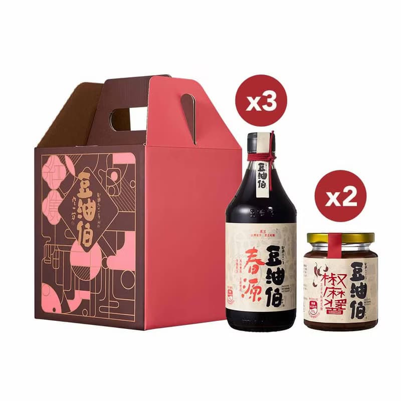 【免運組】【豆油伯】春香醬油醬料 母親節禮盒組(禮盒隨機不挑色