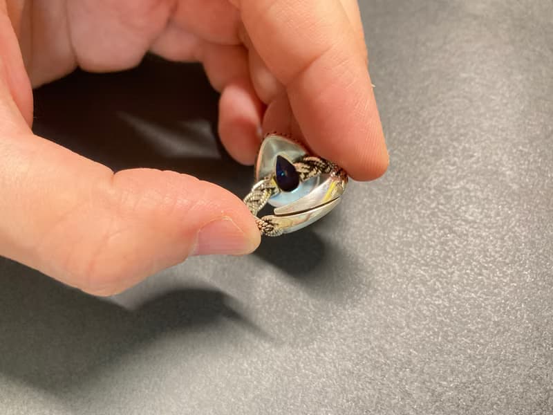天然 瑞士藍 托帕石 戒指 編織 尼泊爾製 925純銀 手工製