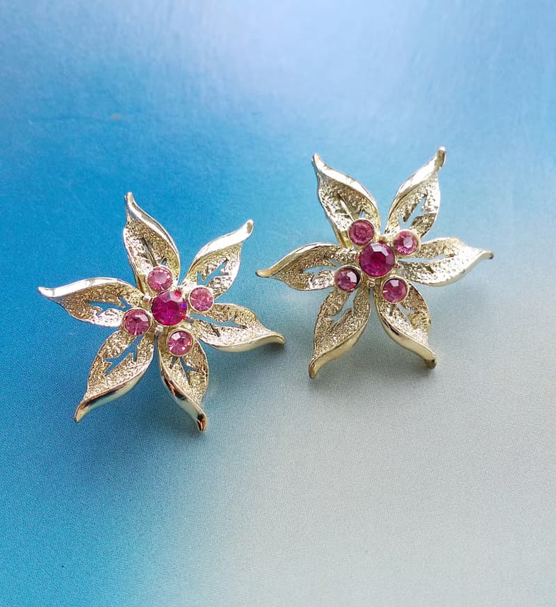 Vintage Jewelry SARAH COV  Fashion Flower 夾式耳環