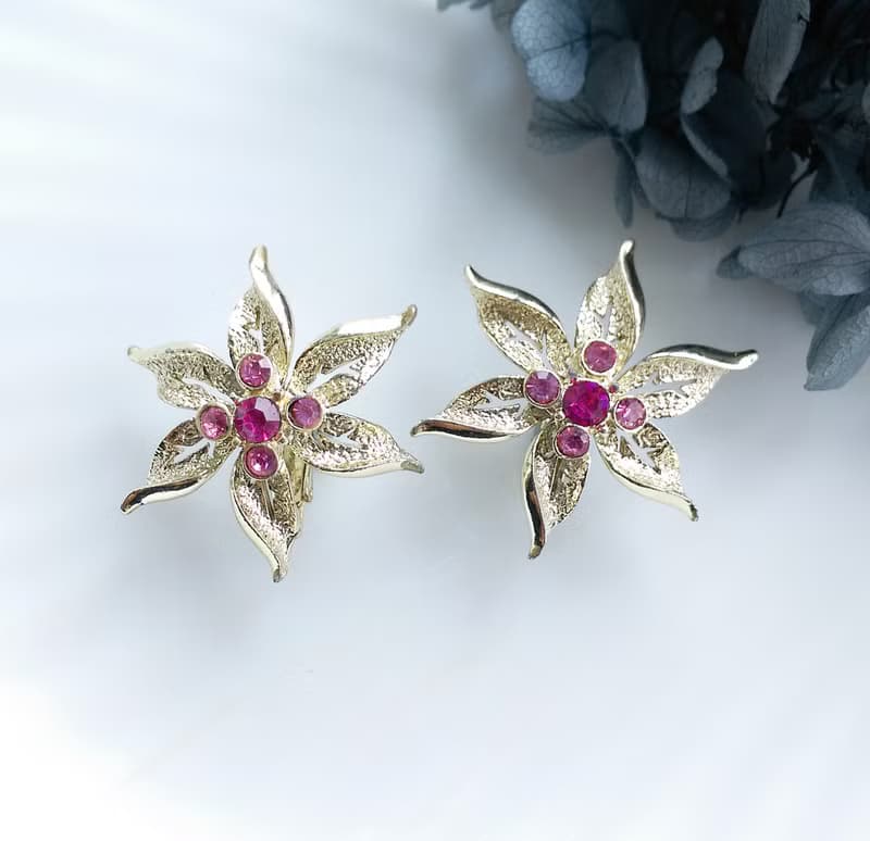 Vintage Jewelry SARAH COV  Fashion Flower 夾式耳環