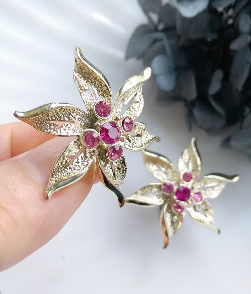 Vintage Jewelry SARAH COV  Fashion Flower 夾式耳環