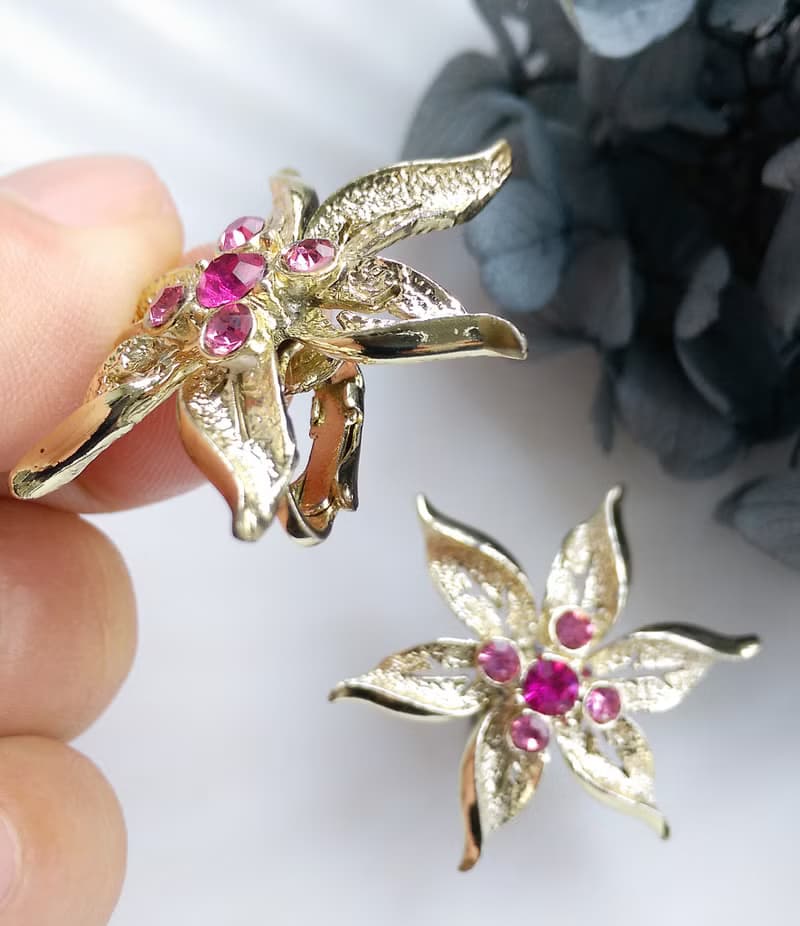 Vintage Jewelry SARAH COV  Fashion Flower 夾式耳環