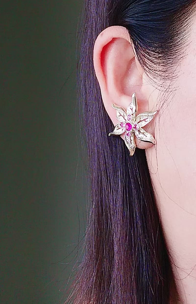 Vintage Jewelry SARAH COV  Fashion Flower 夾式耳環