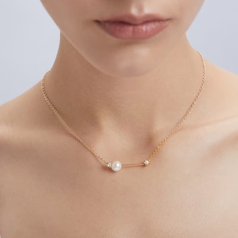 雙箭珍珠項鍊 925純銀厚鍍18K金 Arrowl Necklace