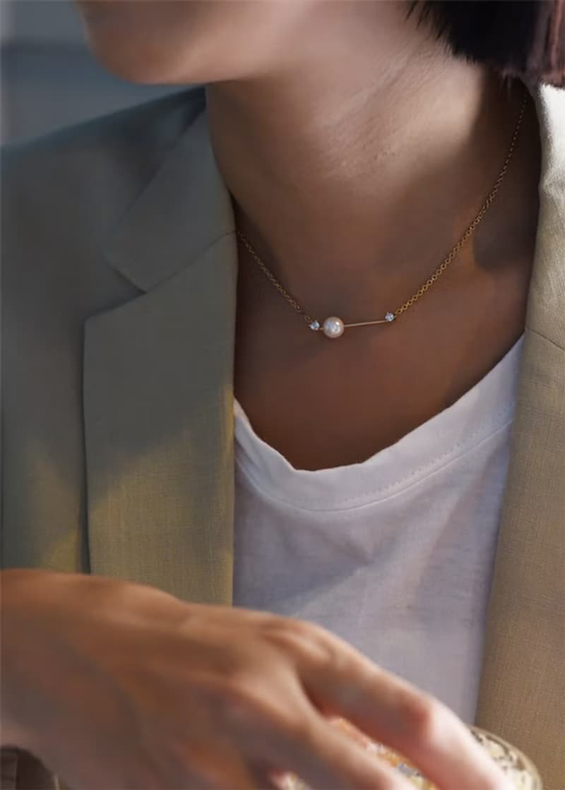 雙箭珍珠項鍊 925純銀厚鍍18K金 Arrowl Necklace