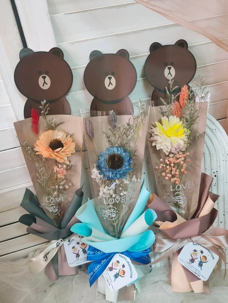 【Lingling's Studio蕎翎工作室】 畢業向日葵單朵花束 乾燥花束