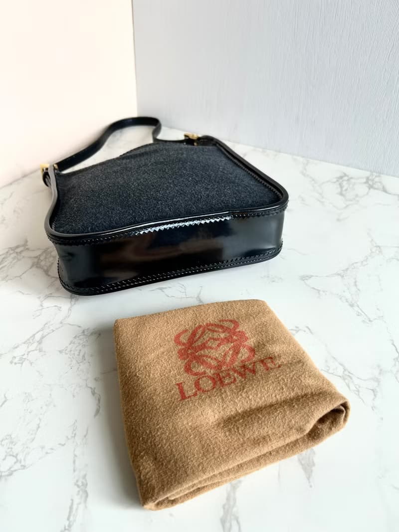 絕版中古包 Loewe 黑灰色拼皮流浪包 側背包 單肩包 二手古董包
