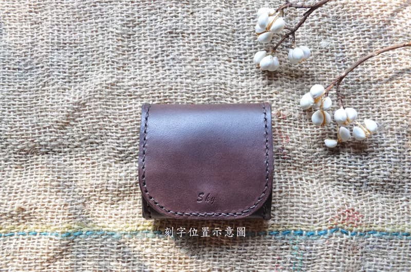 方型摺疊皮革零錢包-原色