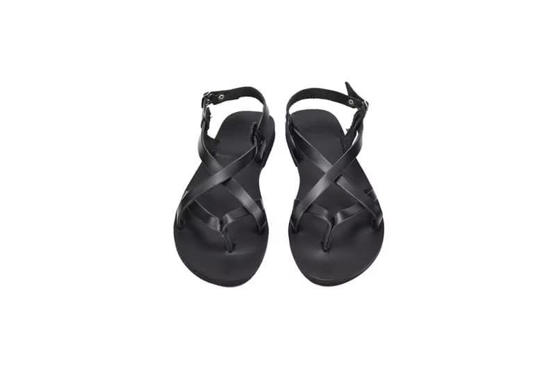 Black Leather Slingback Greek Sandals for Women Handmade of Genuine Leather