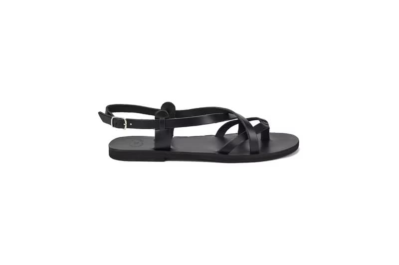 Black Leather Slingback Greek Sandals for Women Handmade of Genuine Leather
