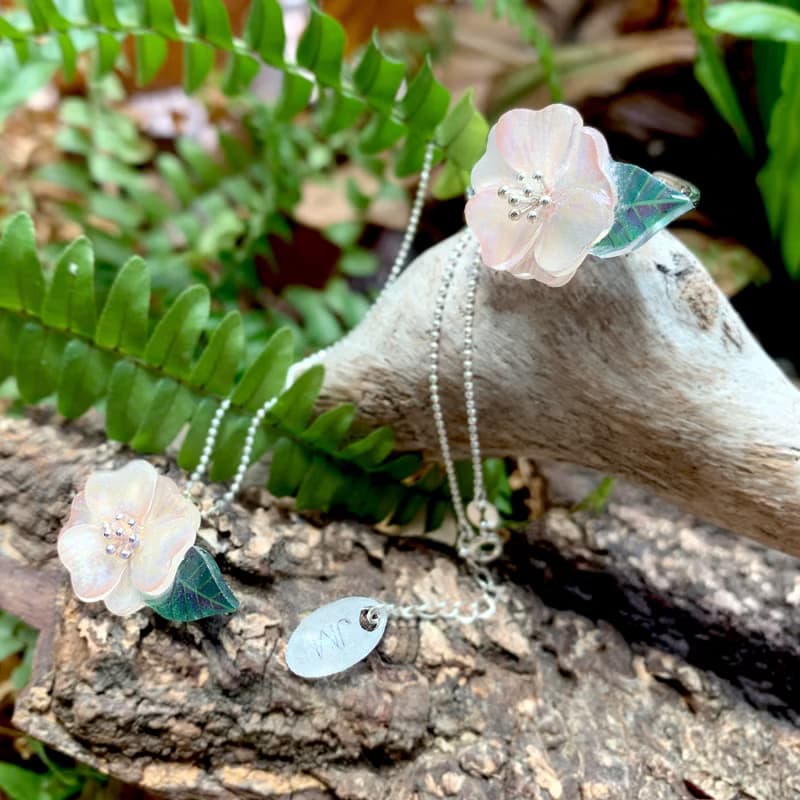 椿花 項鍊 戒指 樹脂 組合 銀飾 禮盒 禮物 生日 花 情人節