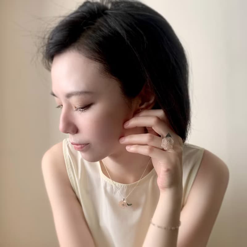 椿花 項鍊 戒指 樹脂 組合 銀飾 禮盒 禮物 生日 花 情人節