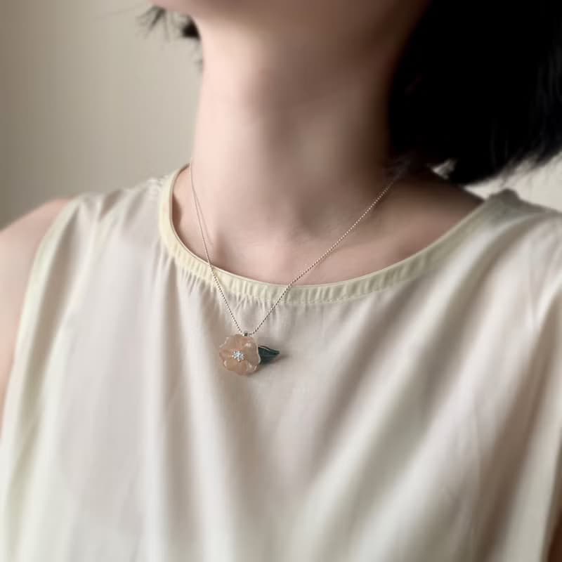 椿花 項鍊 戒指 樹脂 組合 銀飾 禮盒 禮物 生日 花 情人節