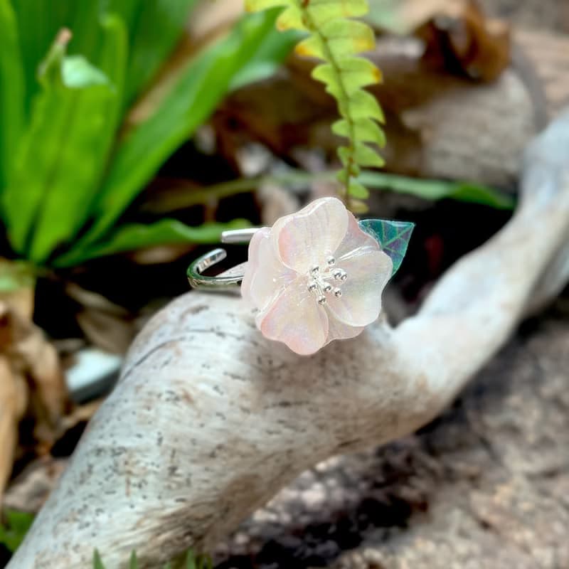 椿花 項鍊 戒指 樹脂 組合 銀飾 禮盒 禮物 生日 花 情人節