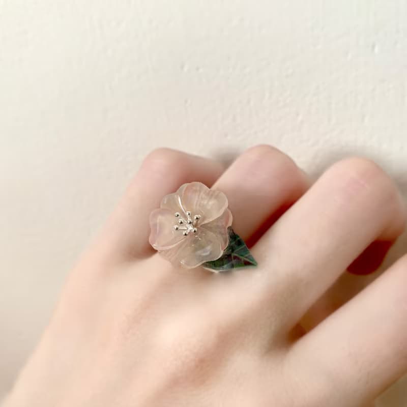 椿花 項鍊 戒指 樹脂 組合 銀飾 禮盒 禮物 生日 花 情人節