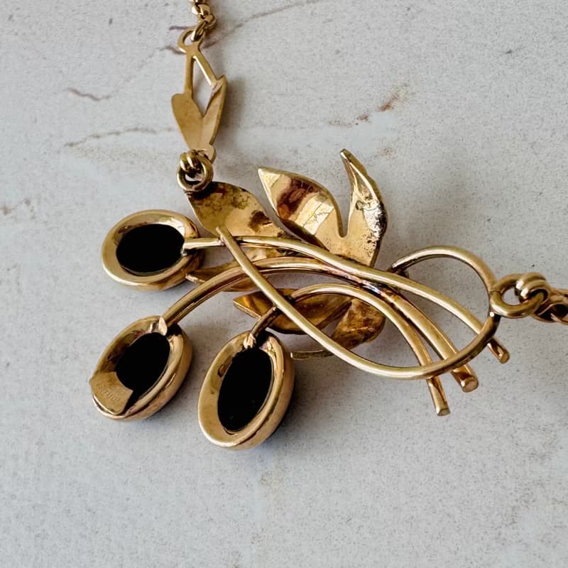 Vintage Van Dell 1950s necklace 12k goldfilled  black onyx stones USA jewelr