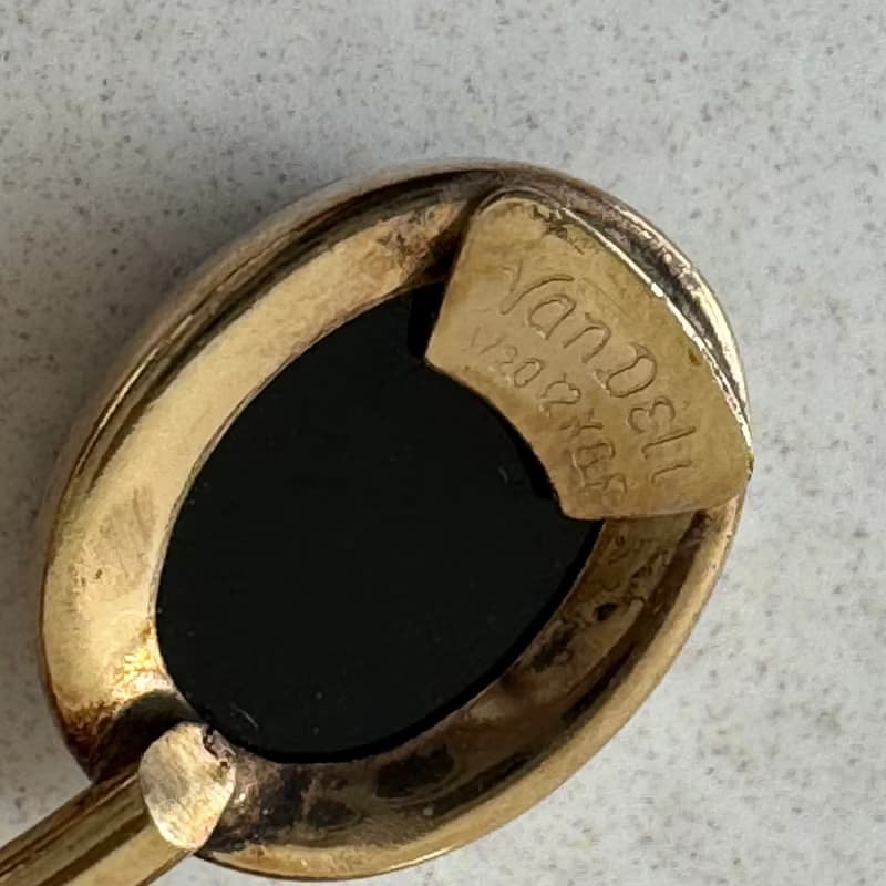 Vintage Van Dell 1950s necklace 12k goldfilled  black onyx stones USA jewelr