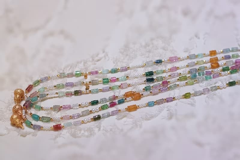 天然碧璽項鏈搭配淡水珍珠古法銀葫蘆福祿安康平安喜樂聖誕禮物