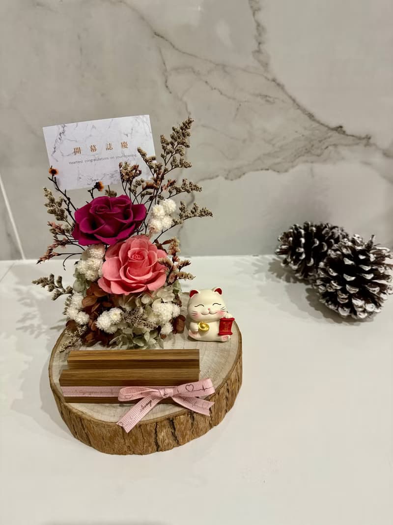 招財貓永生花名片座 開幕送禮/升遷祝賀