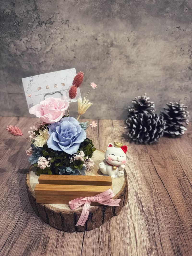 招財貓永生花名片座 開幕送禮/升遷祝賀